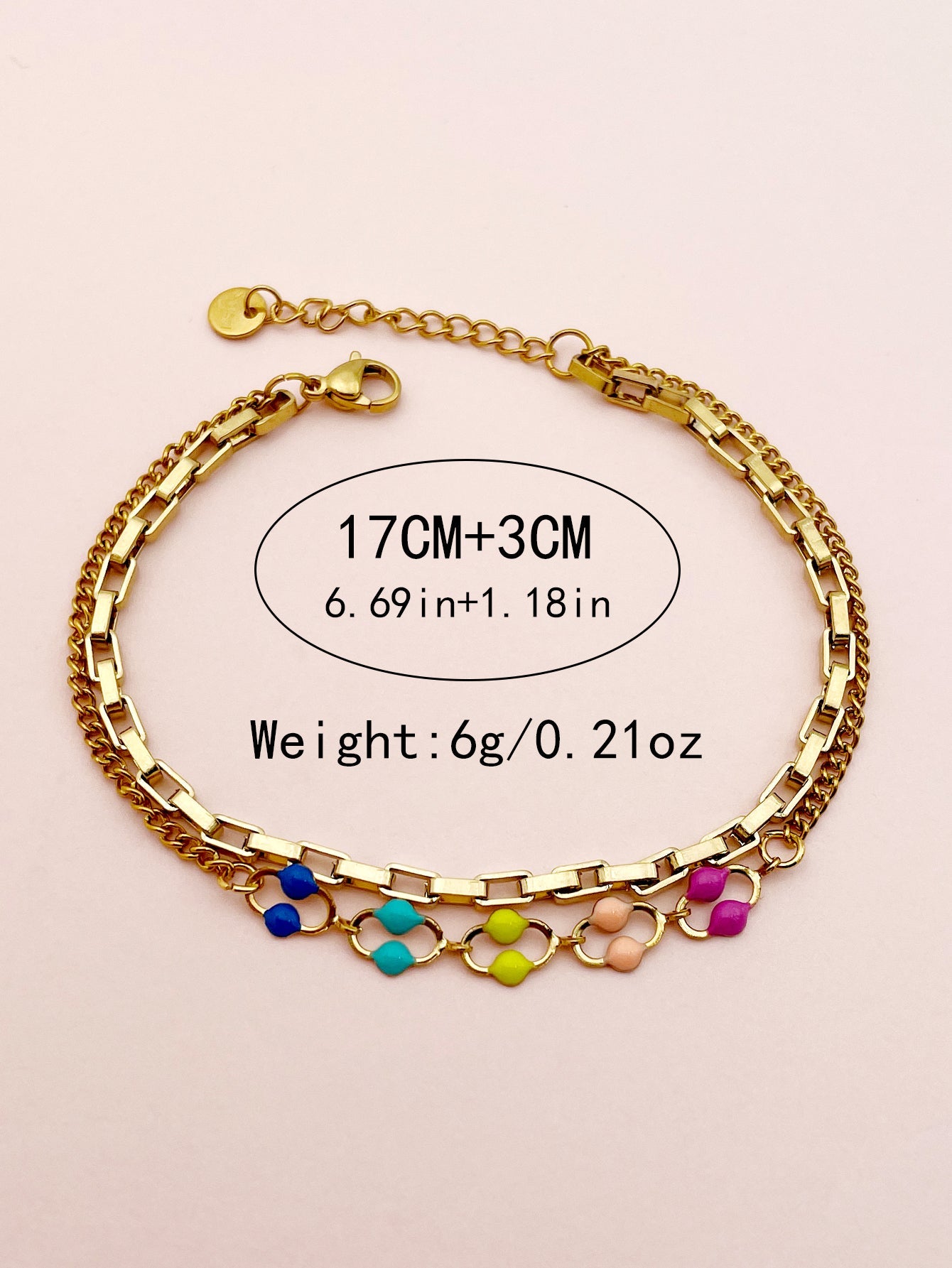 Casual Artistic Oval Butterfly Stainless Steel Polishing Enamel Plating Gold Plated Bracelets