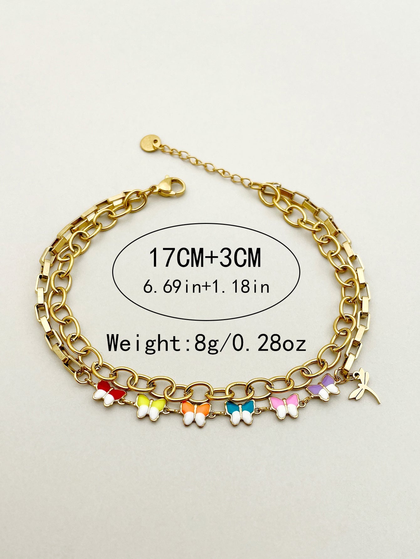 Casual Artistic Oval Butterfly Stainless Steel Polishing Enamel Plating Gold Plated Bracelets