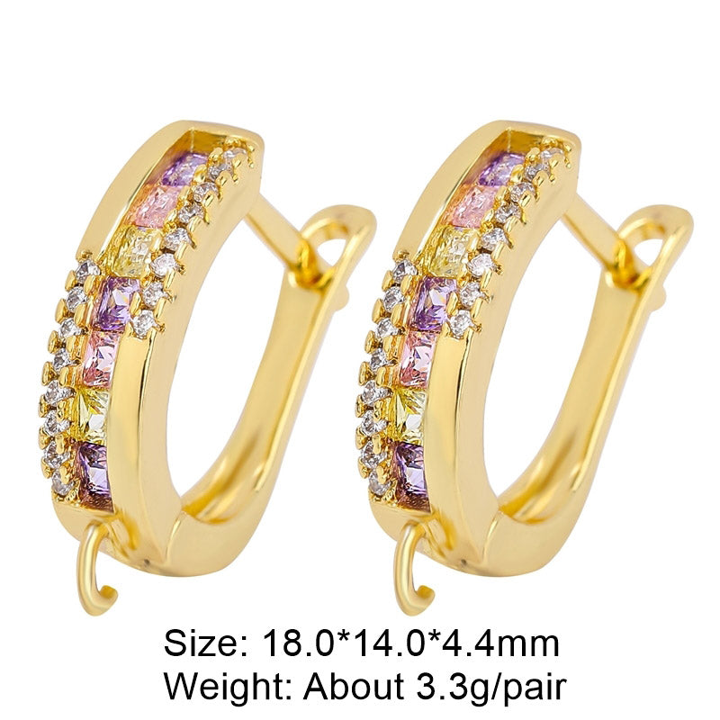 Classic Style Solid Color Copper Plating Inlay Zircon Gold Plated Silver Plated Jewelry Accessories