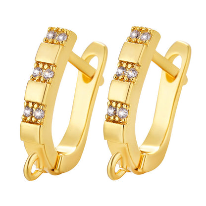 Classic Style Solid Color Copper Plating Inlay Zircon Gold Plated Silver Plated Jewelry Accessories