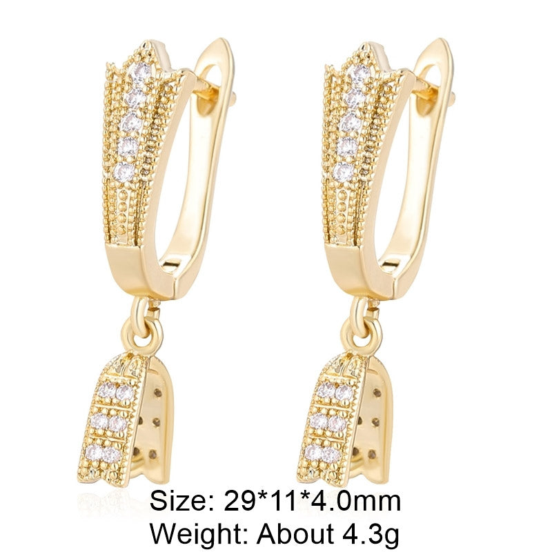 Classic Style Solid Color Copper Plating Inlay Zircon Gold Plated Silver Plated Jewelry Accessories