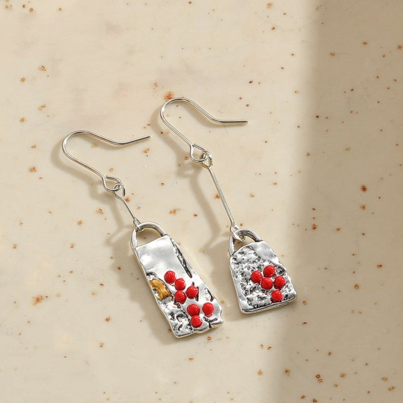 1 Pair Vintage Style Leaf Water Droplets Enamel Inlay Alloy Natural Stone Shell Drop Earrings