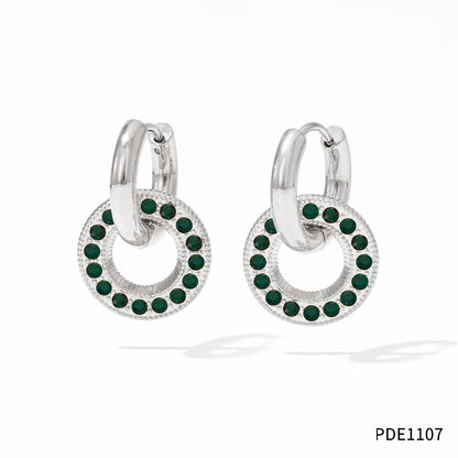 1 Pair Classic Style Geometric Plating Inlay Stainless Steel Artificial Gemstones Earrings