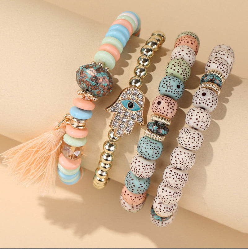 Ethnic Style Eye Alloy Wooden Beads Beaded Women's Bracelets