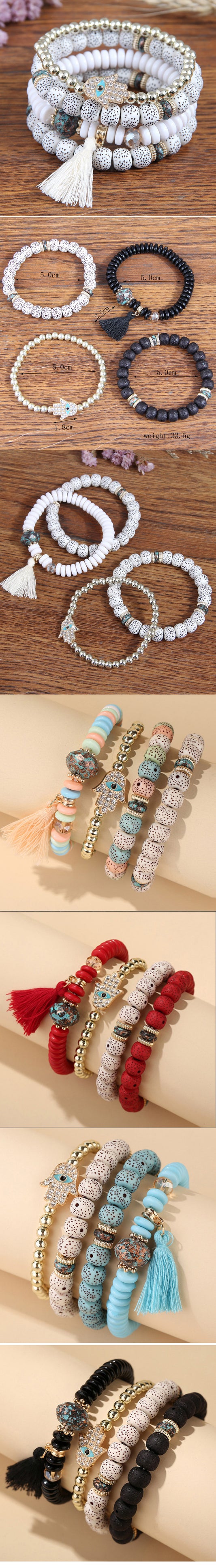 Ethnic Style Eye Alloy Wooden Beads Beaded Women's Bracelets