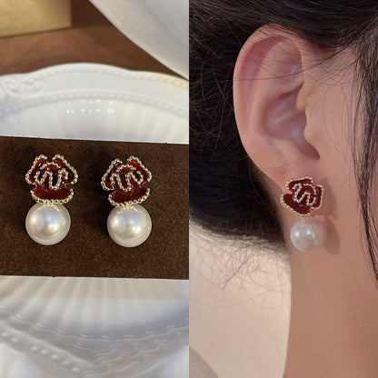 1 Pair Fashion Round Heart Shape Alloy Plating Inlay Artificial Gemstones Pearl Women's Ear Studs