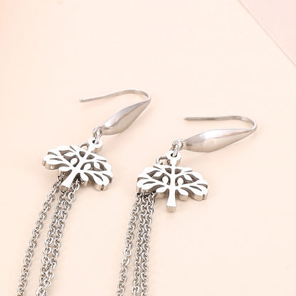 1 Pair Lady Star Tree Stainless Steel Titanium Steel Drop Earrings