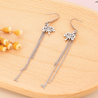 1 Pair Lady Star Tree Stainless Steel Titanium Steel Drop Earrings