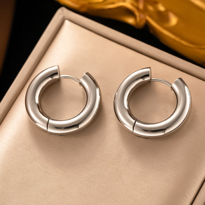 1 Pair Simple Style Round Plating Titanium Steel Earrings