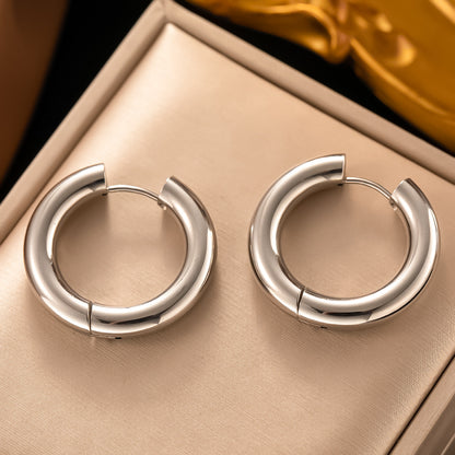 1 Pair Simple Style Round Plating Titanium Steel Earrings