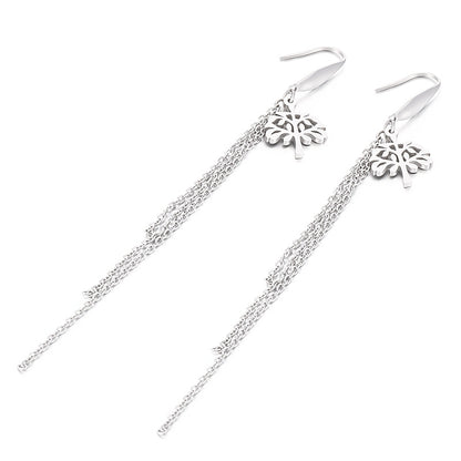 1 Pair Lady Star Tree Stainless Steel Titanium Steel Drop Earrings