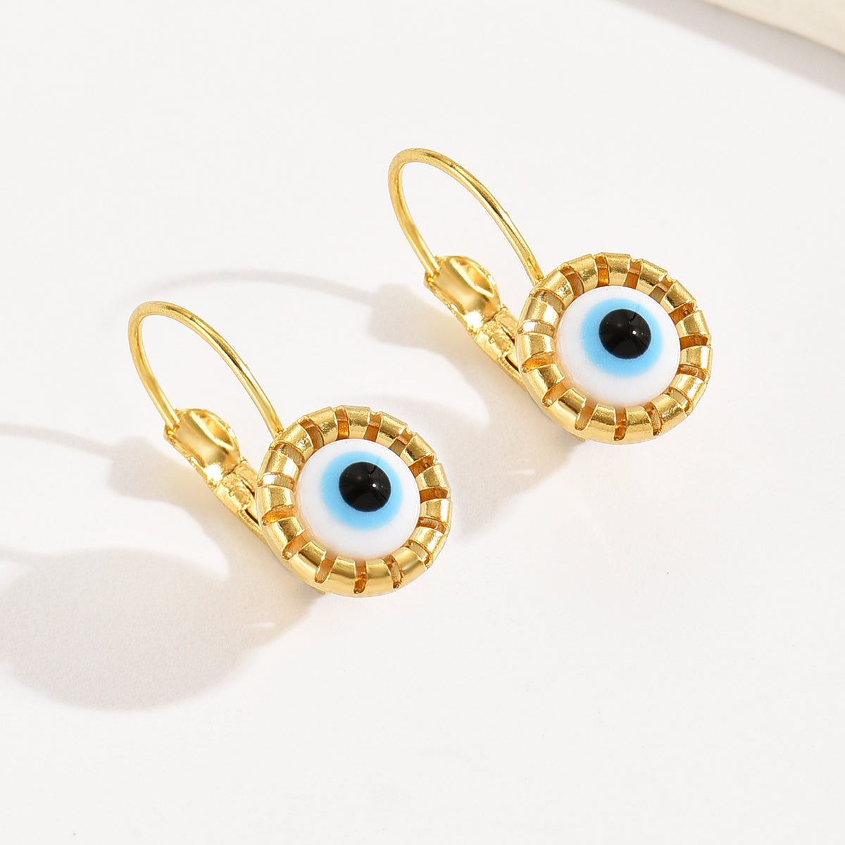 1 Pair Casual Ethnic Style Eye Plating Inlay Stainless Steel Resin 18k Gold Plated Earrings