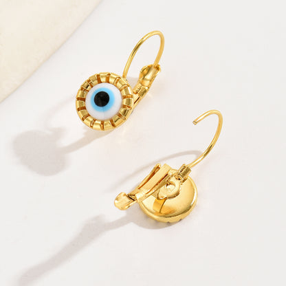 1 Pair Casual Ethnic Style Eye Plating Inlay Stainless Steel Resin 18k Gold Plated Earrings