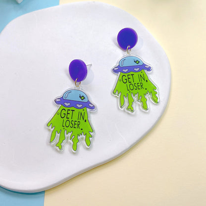 1 Pair Cartoon Style Alien Ufo Arylic Drop Earrings