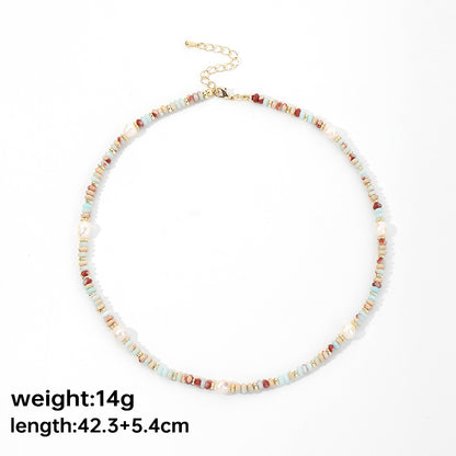 Casual Vacation Multicolor Artificial Gemstones Freshwater Pearl Copper 14k Gold Plated Necklace In Bulk