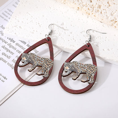 1 Pair Casual Simple Style Animal Water Droplets Mushroom Wood Drop Earrings