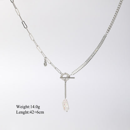 Simple Style Commute Irregular Artificial Pearl Alloy Toggle Plating Inlay Zircon 14k Gold Plated Women's Necklace