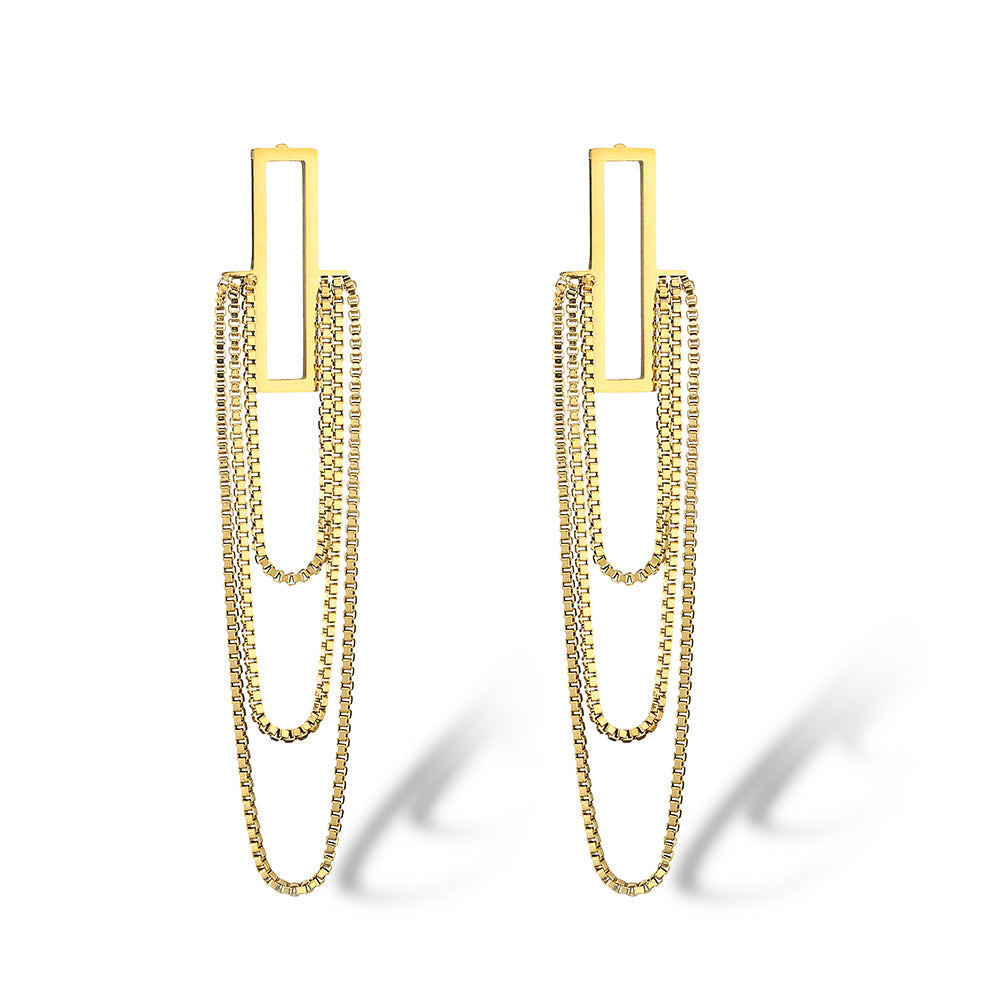 1 Pair Simple Style Commute Tassel Plating Imitation Pearl Titanium Steel 18k Gold Plated Drop Earrings