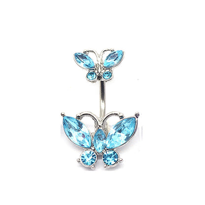 Glam Retro Butterfly Stainless Steel Alloy Plating Inlay Zircon White Gold Plated Gold Plated Silver Plated Belly Ring