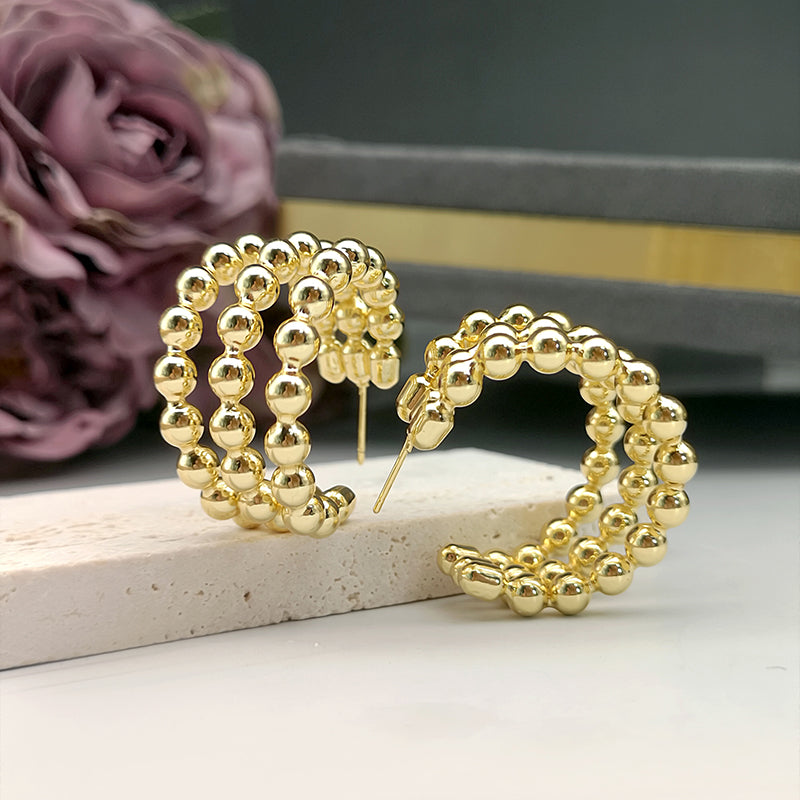 1 Pair Simple Style Commute C Shape Plating Three-dimensional Copper Gold Plated Ear Studs