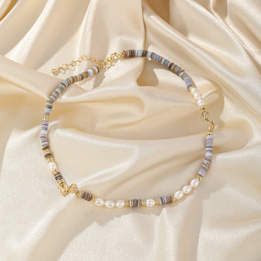 Casual Vacation Multicolor Freshwater Pearl Shell Copper Beaded Plating 14k Gold Plated Necklace