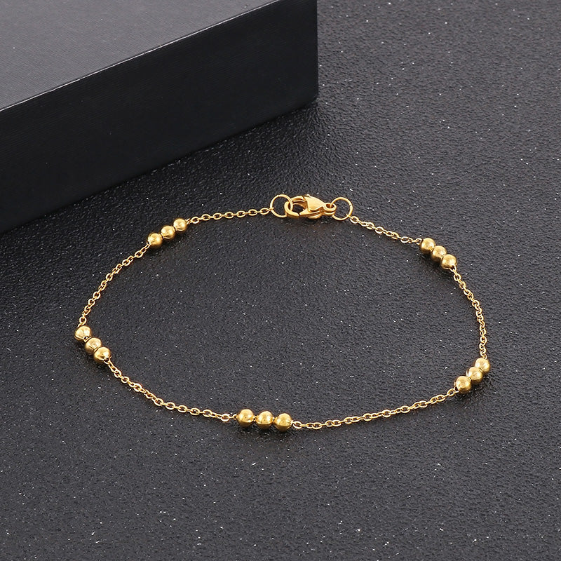 Streetwear Round Titanium Steel Plating 18k Gold Plated Bracelets Necklace