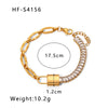 Ig Style Shiny Lock Stainless Steel Plating Inlay Zircon 18k Gold Plated Bracelets