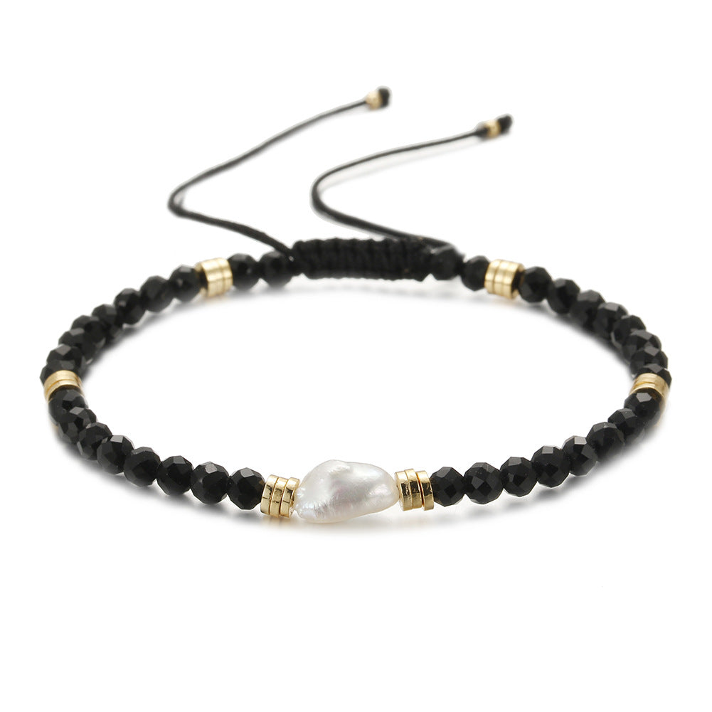 Ethnic Style Round Natural Stone Freshwater Pearl Copper Plating 18k Gold Plated Bracelets