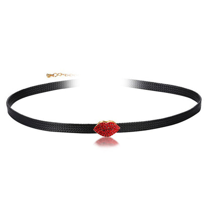 Sexy Simple Style Geometric Pu Leather Alloy Inlay Artificial Pearls Rhinestones Zircon Women's Choker