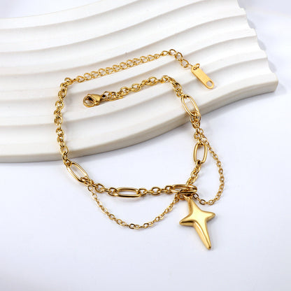 Casual Streetwear Star Heart Shape Stainless Steel Plating Bracelets