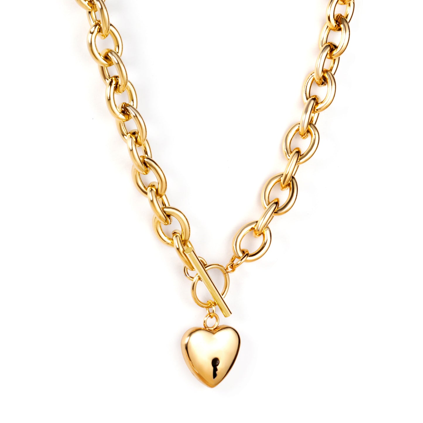 Streetwear Heart Shape Lock Stainless Steel Plating Pendant Necklace