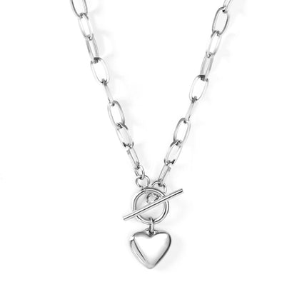 Streetwear Heart Shape Lock Stainless Steel Plating Pendant Necklace