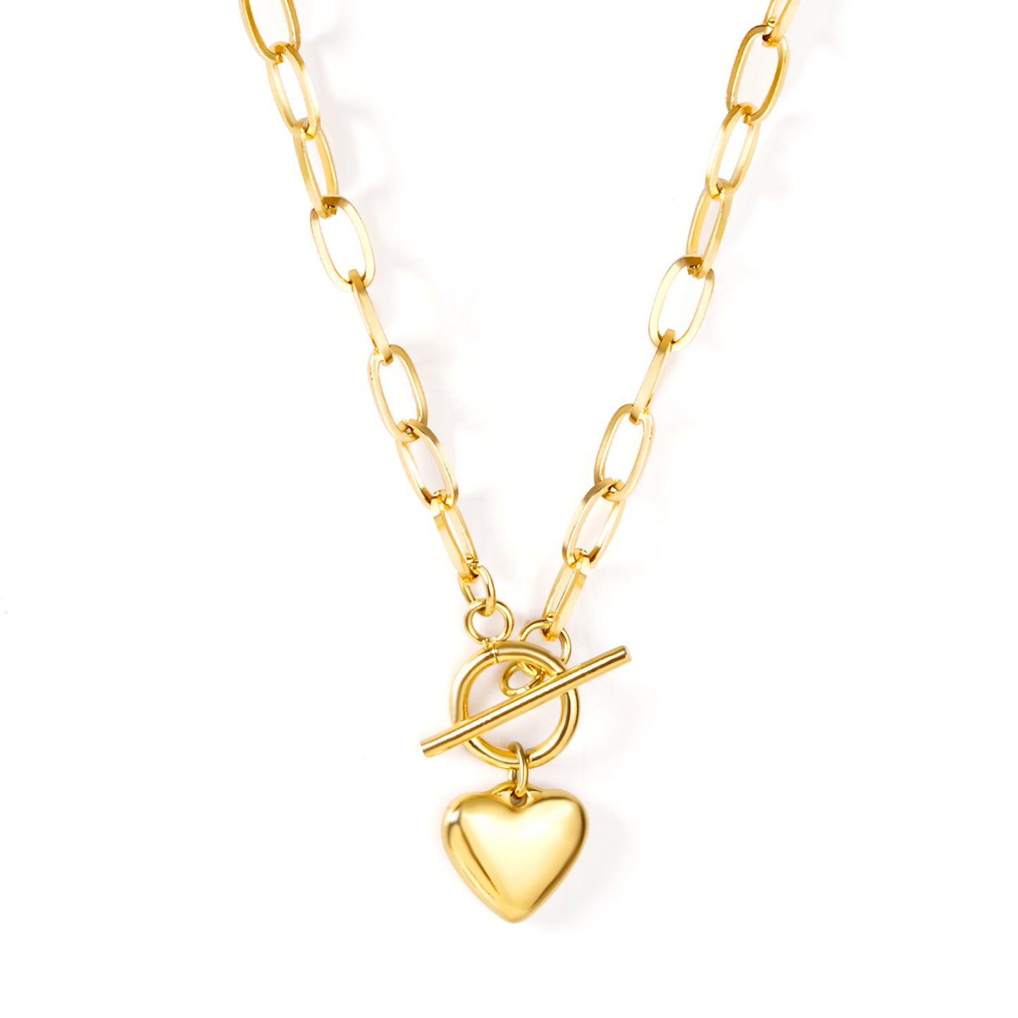 Streetwear Heart Shape Lock Stainless Steel Plating Pendant Necklace