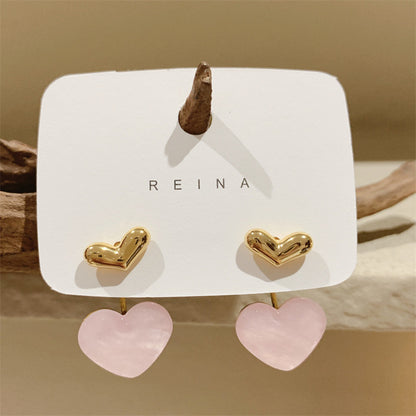 1 Pair Sweet Heart Shape Plating Copper Ear Studs