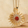 Classic Style Shiny Sun Copper 14k Gold Plated Zircon Pendant Necklace In Bulk