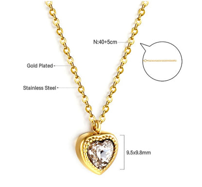 Elegant Streetwear Heart Shape Stainless Steel Plating Inlay Zircon Earrings Necklace