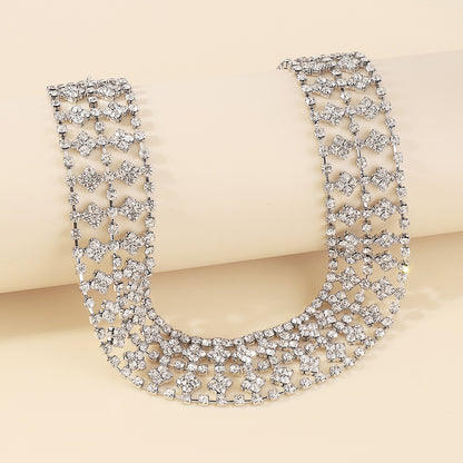 Elegant Glam Shiny Solid Color Alloy Iron Plating Hollow Out Inlay Rhinestones Women's Choker