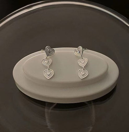 1 Pair Modern Style Heart Shape Plating Sterling Silver Drop Earrings