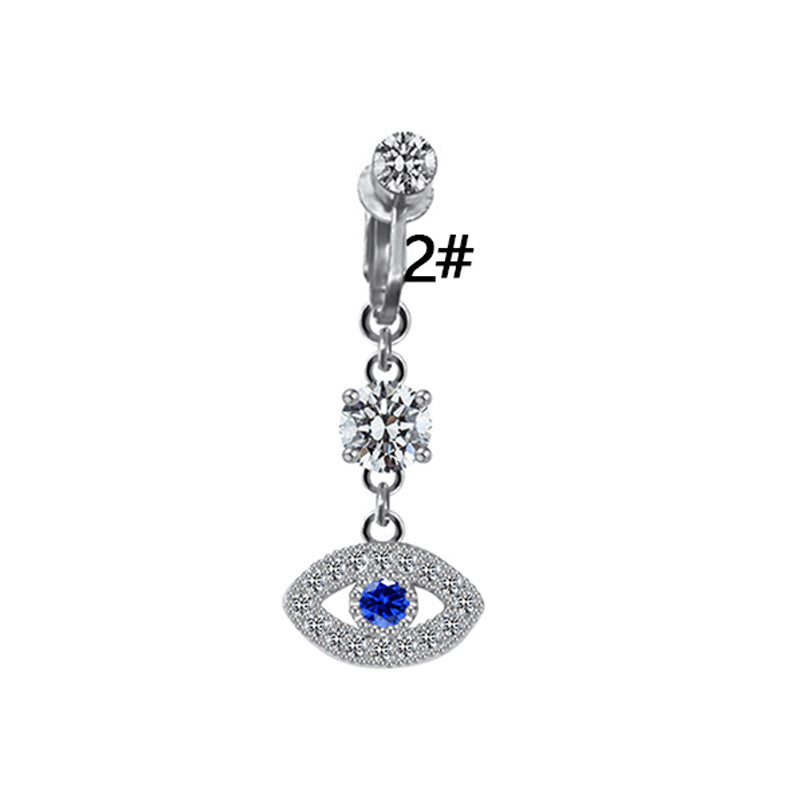 Simple Style Heart Shape Eye Stainless Steel Copper Plating Inlay Zircon White Gold Plated Gold Plated Belly Ring