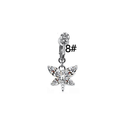 Simple Style Heart Shape Eye Stainless Steel Copper Plating Inlay Zircon White Gold Plated Gold Plated Belly Ring