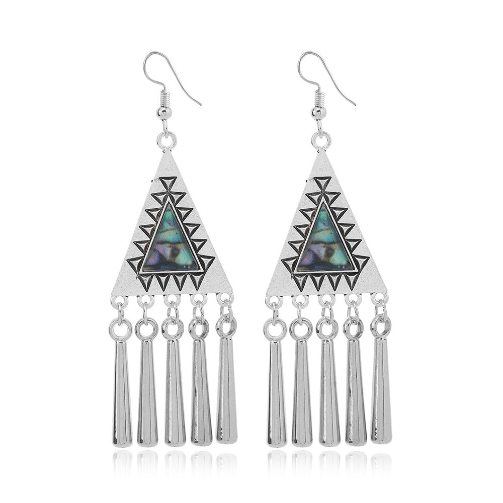 1 Pair Retro Ethnic Style Geometric Plating Inlay Alloy Turquoise Drop Earrings