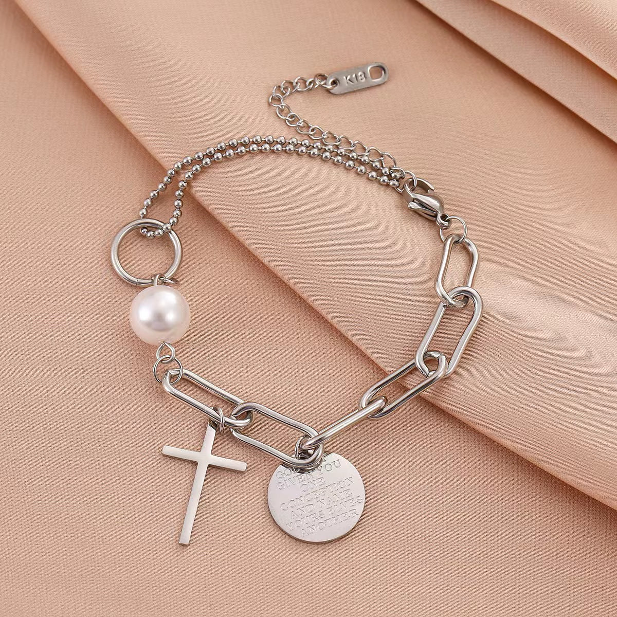 Elegant Lady Streetwear Cross Stainless Steel Plating Bracelets