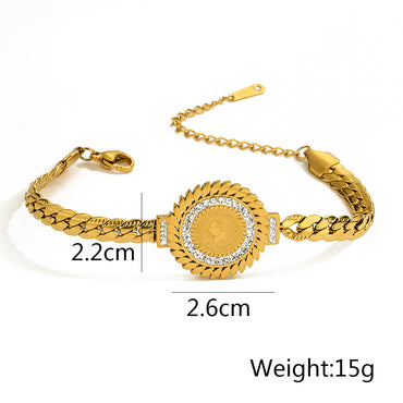 Simple Style Commute Portrait Titanium Steel Plating Inlay Zircon 18k Gold Plated Bracelets