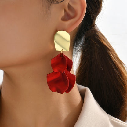 1 Pair Elegant Luxurious Sweet Petal Alloy Dangling Earrings