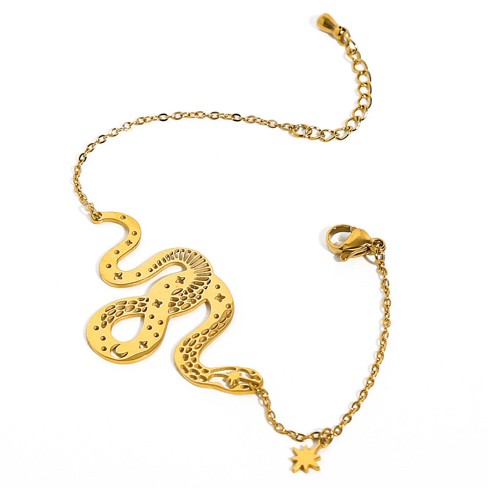 Ig Style Retro Commute Snake Stainless Steel Plating 18k Gold Plated Bracelets Necklace