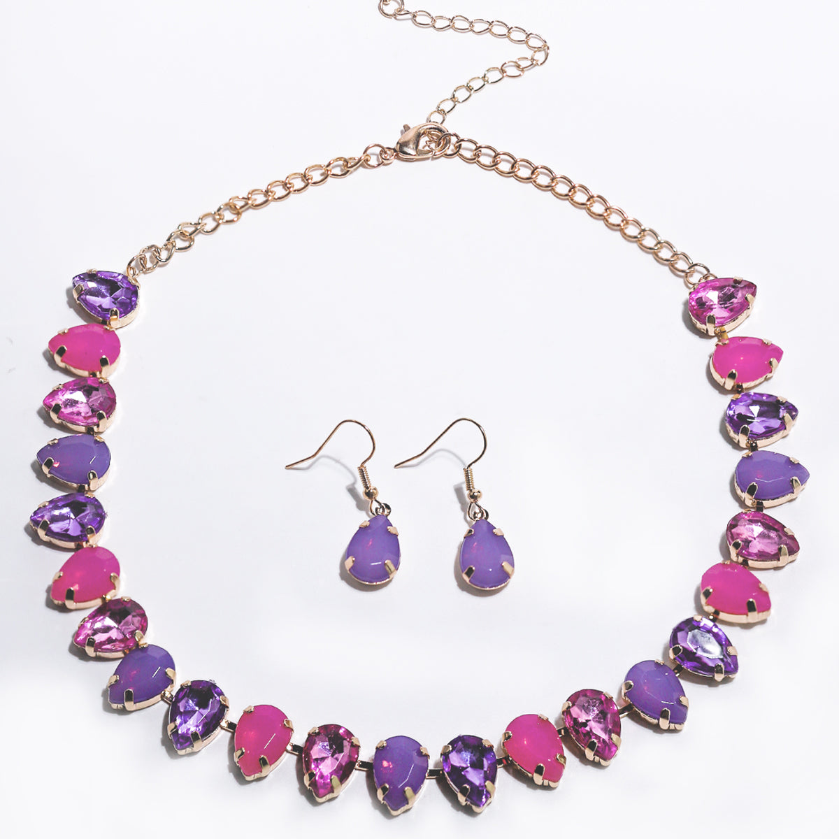 Elegant Luxurious Shiny Water Droplets Alloy Chain Inlay Resin Women's Jewelry Set