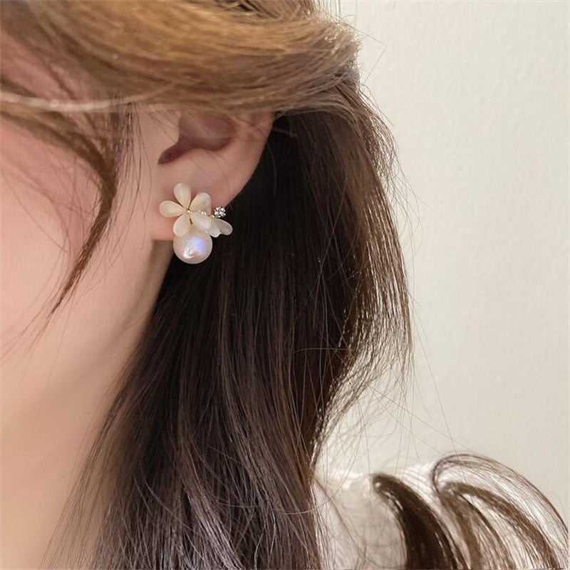 1 Pair Ig Style Sweet Flower Plating Inlay Alloy Artificial Pearls Rhinestones Opal Ear Studs