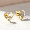 1 Pair Sweet Heart Shape Inlay Copper Zircon Ear Studs