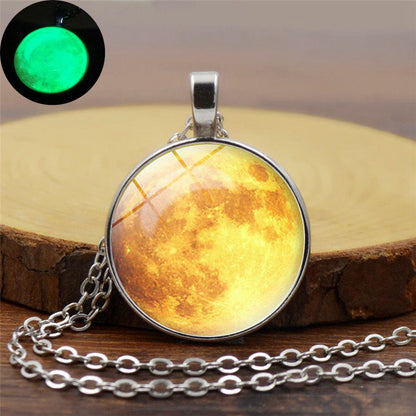 Simple Style Moon Alloy Plating Inlay Glass Unisex Pendant Necklace