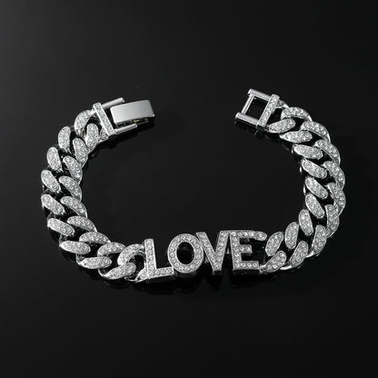 Hip-hop Love Alloy Plating Inlay Rhinestones Men's Bracelets